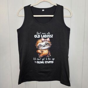 Unbranded Razor Back Tank  Black Size Medium "Don't Mess With Old Ladies!"